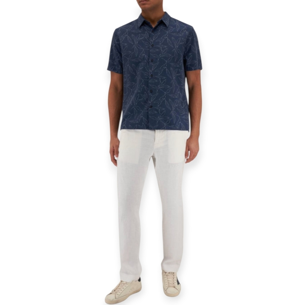 Vince Blue Patterned Preppy Date Night Resort Office Lounge Casual Shirt Mens
